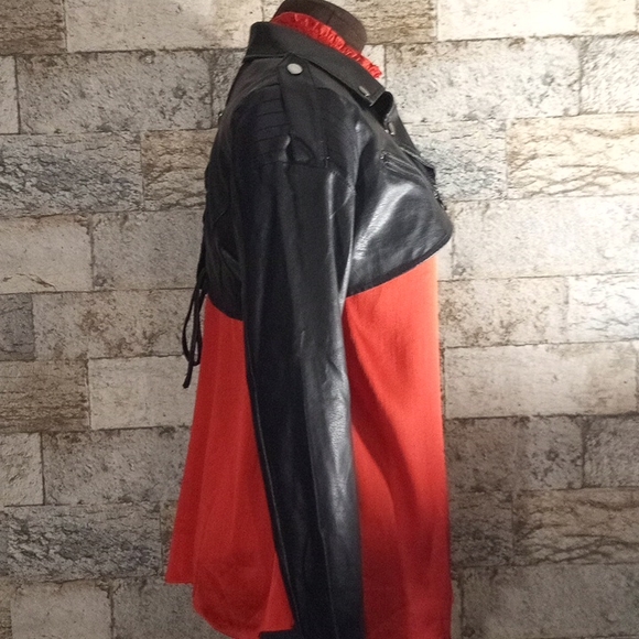 Paper tee faux leather jacket (KKK) #2 - Picture 4 of 8